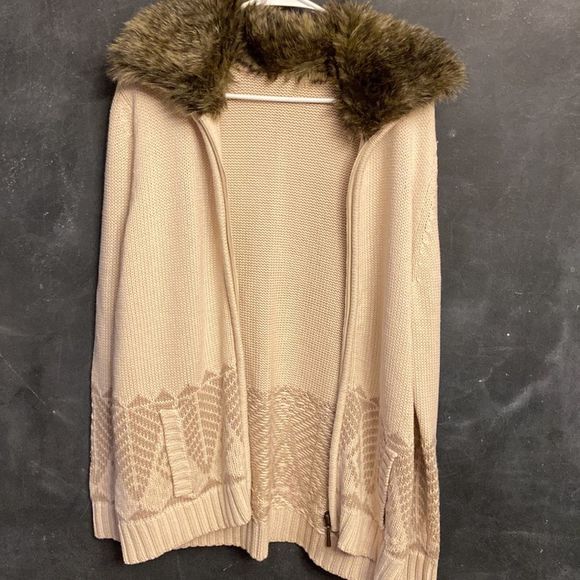 Cold water creek zipper cardigan with removable faux fur collar - Picture 13 of 13